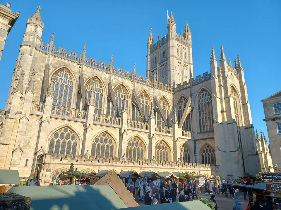 Bath Abbey from Abbey Church Yard in sunshine