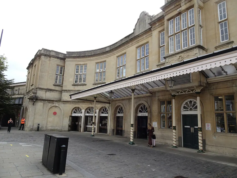 Front of Bath Spa railway station on Dorchester Street