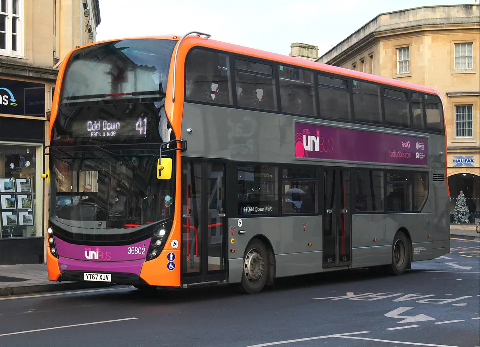 First Bus double-decker on St James's Parade, Bath