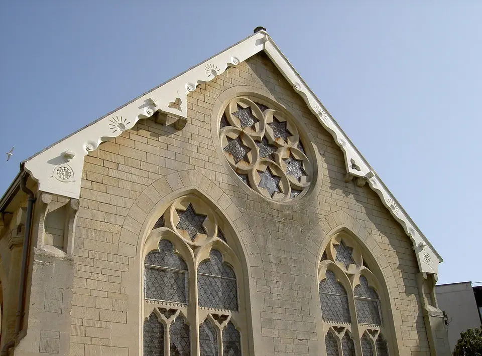 The gable and rose window of Chapel Arts Centre, Bath