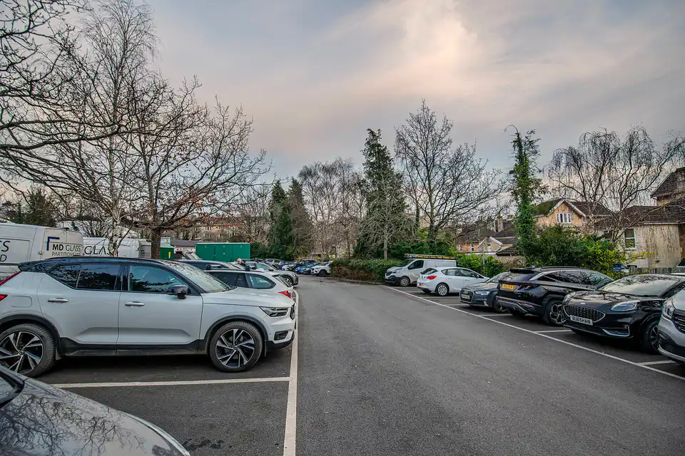 Cars in Charlotte Street car park, Bath