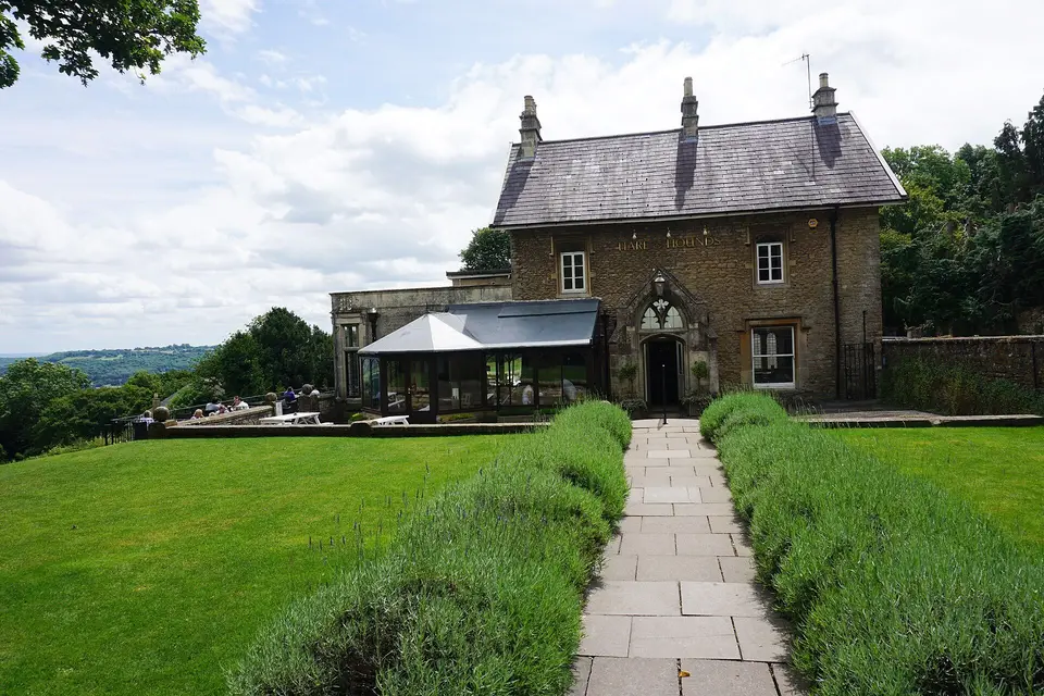The Hare and Hounds on Lansdown, with its lawn and view over the valley