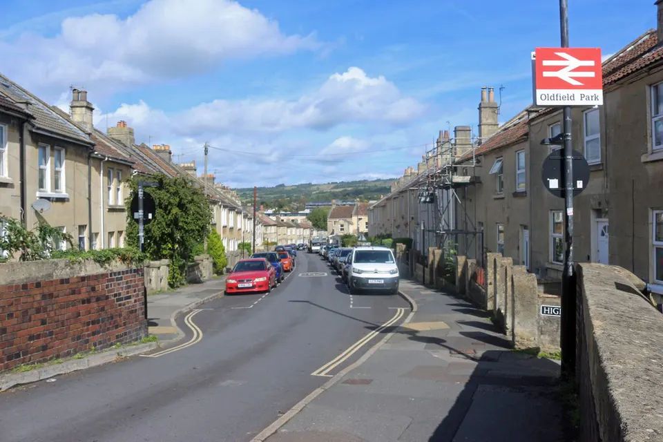 Street outside Oldfield Park station, Bath