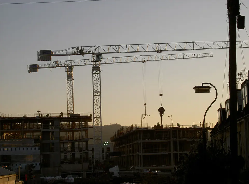 Cranes at the Western Riverside development, Bath