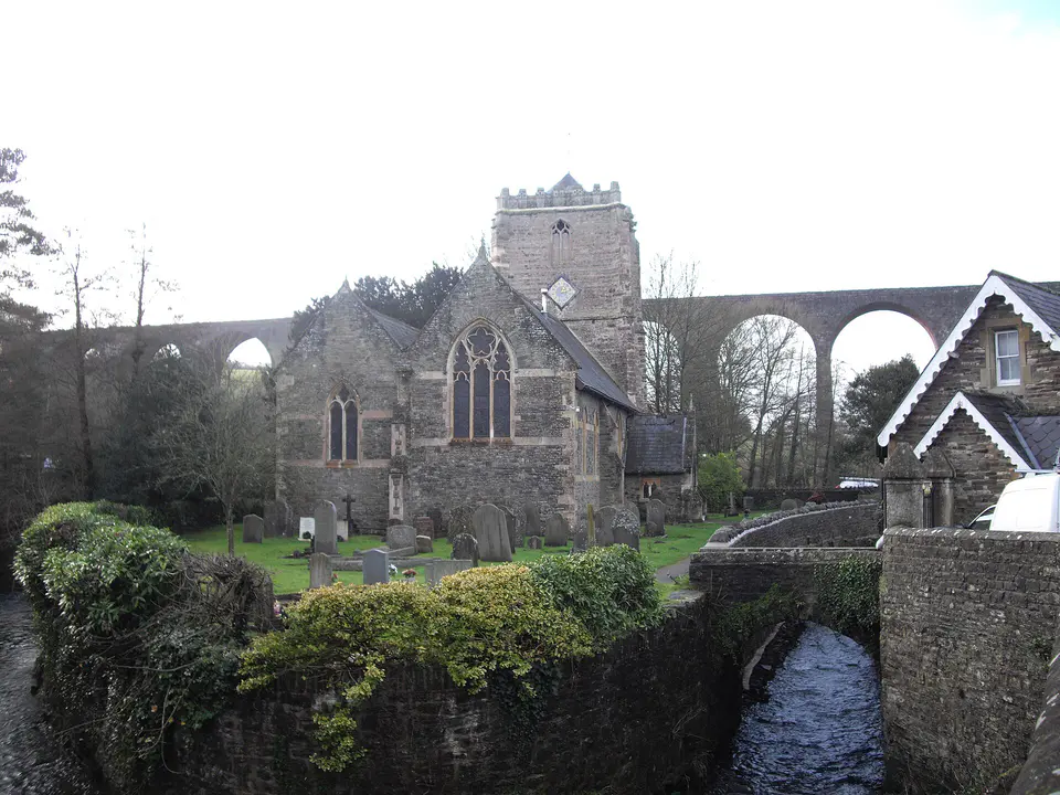 Church and railway viaduct at Pensford