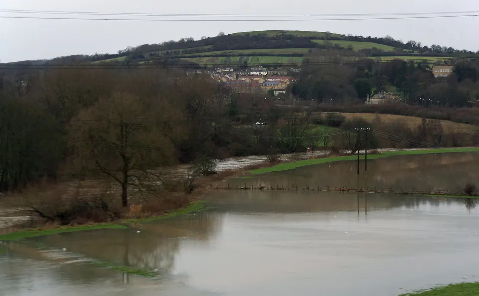 River Avon running high through Bath