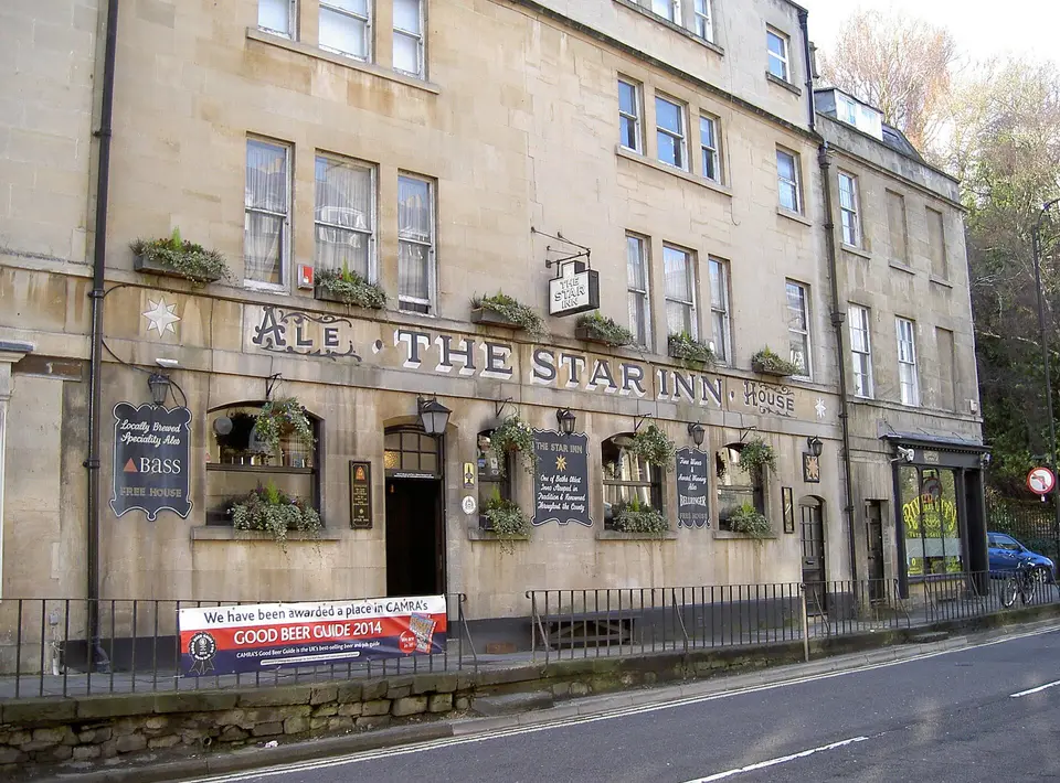 The Star Inn on The Vineyards, Bath, with its painted pub signs