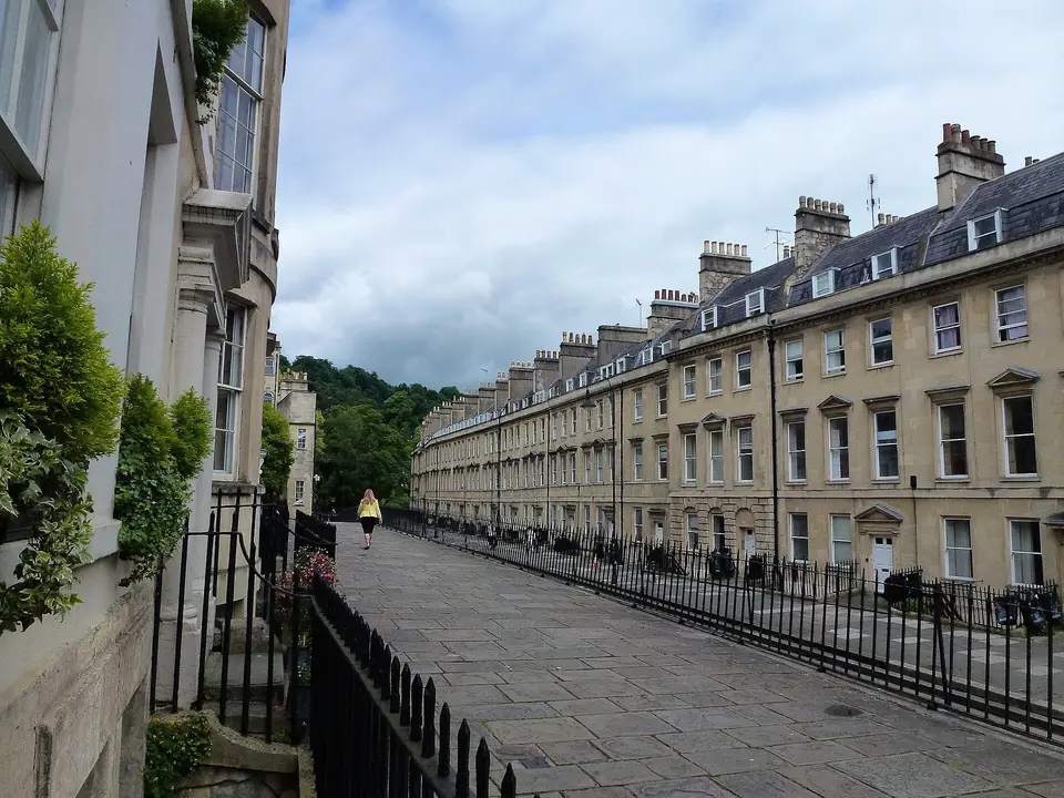 The long Georgian terrace of The Paragon, Bath, where Topping and Company sits