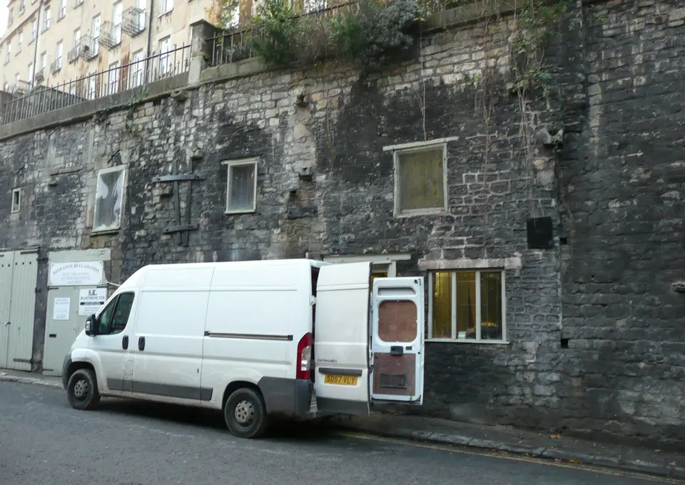 A stone reclamation workshop on Walcot Street, Bath